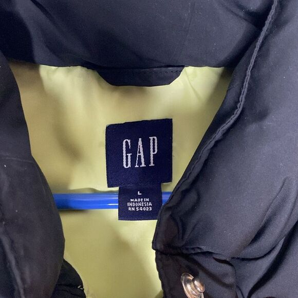 Gap Black Puffer Button Up Goose Down Vest Size Large - Picture 3 of 10